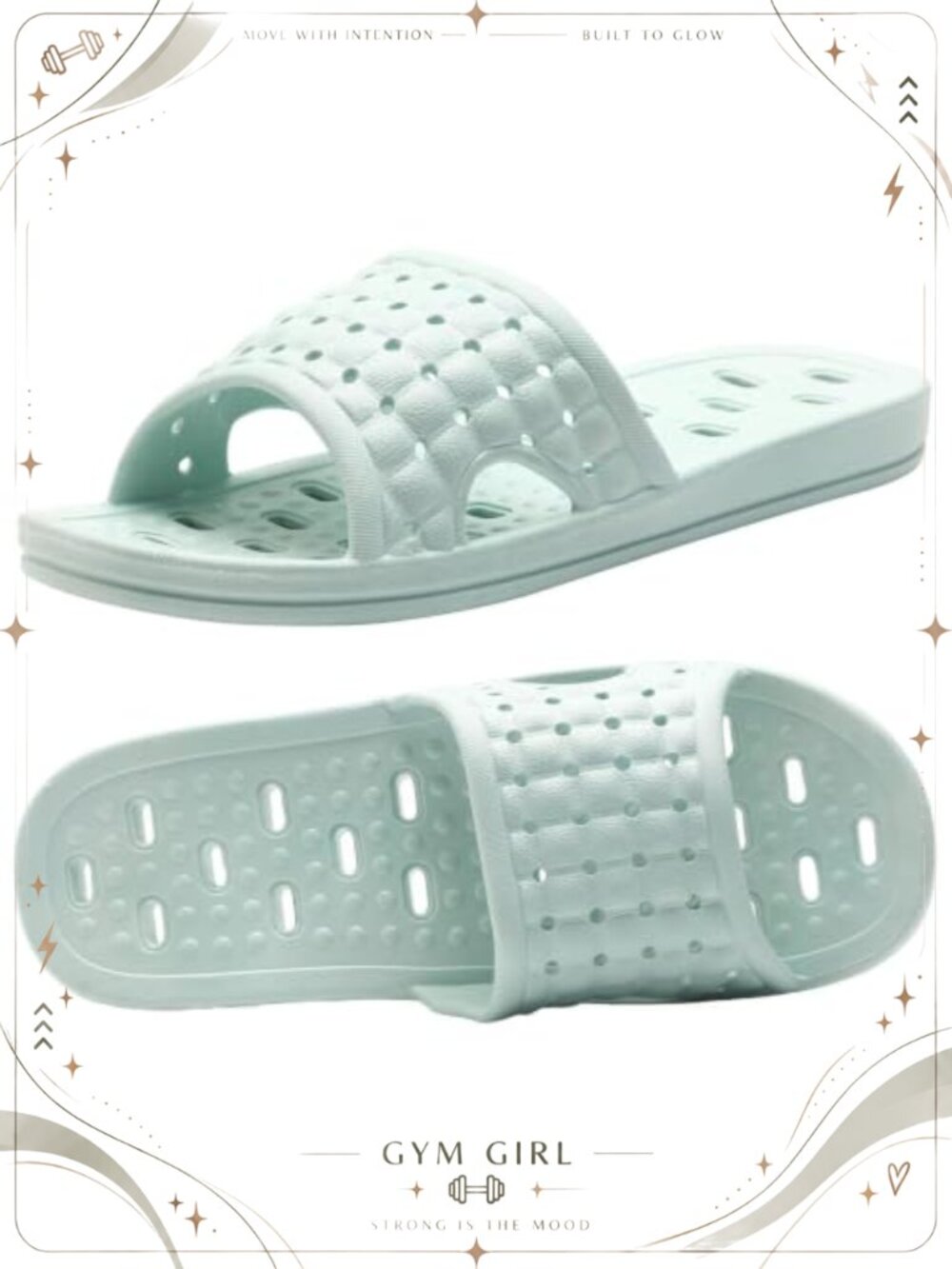 Unisex Quick Drying Shower Slippers Non Slip Massage Slides Drain Holes